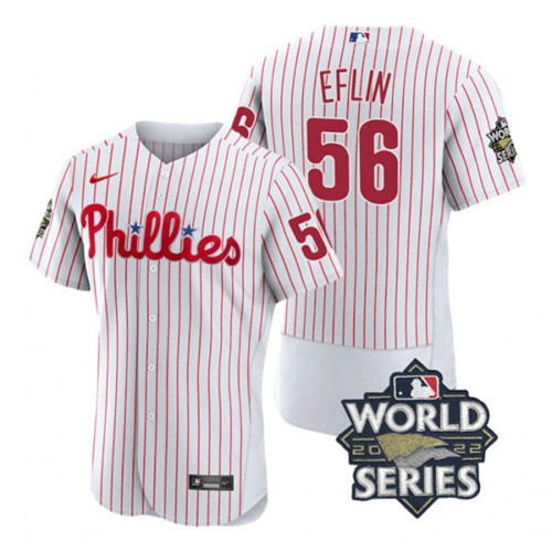 Phillies 56 Zach Eflin White Nike 2022 World Series Flexbase Jersey