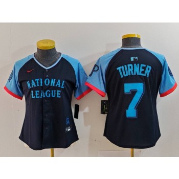 Phillies 7 Trea Turner Black 2024 All Star Nike Cool Base Youth Jersey