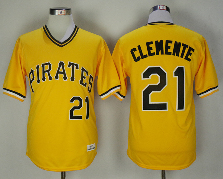 Pirates 21 Roberto Clemente Gold Alternate 1971 Jersey