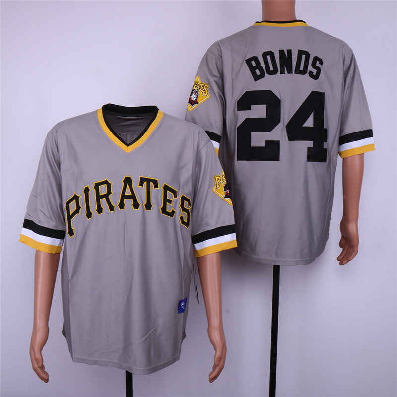 Pirates 24 Barry Bonds Gray Throwback Jersey