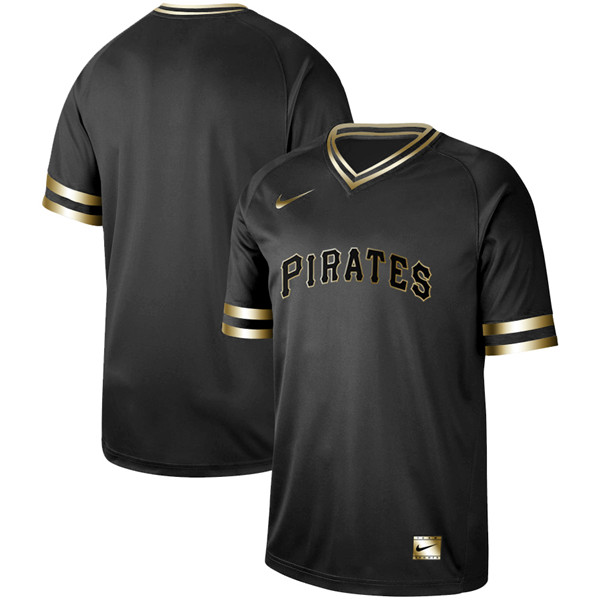 Pirates Blank Black Gold Nike Cooperstown Collection Legend V Neck Jersey