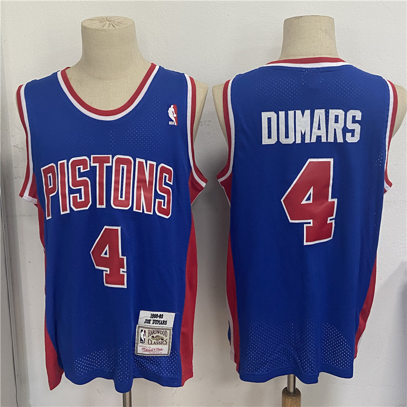 Pistons 4 Joe Dumars Blue 1988 89 Hardwood Classics Mesh Jersey
