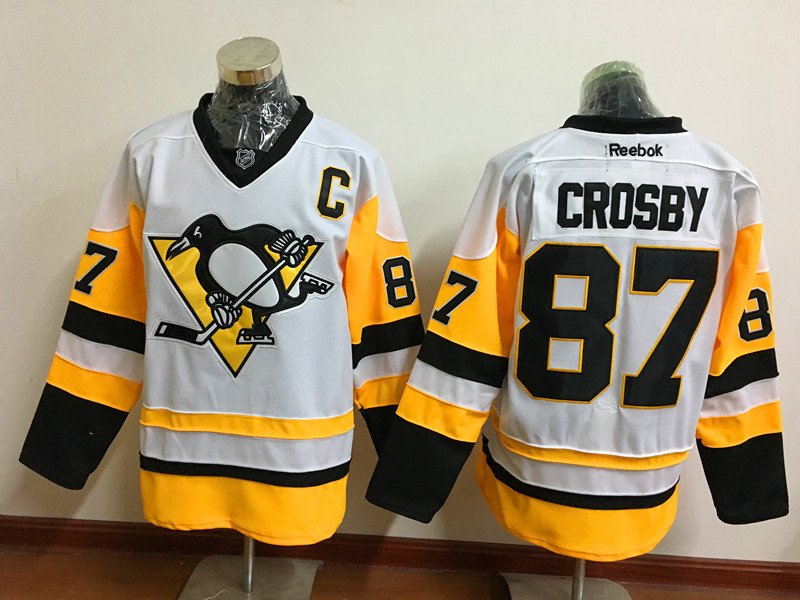 Pittsburgh Penguins 87 Sidney Crosby White New Away Stitched NHL Jersey