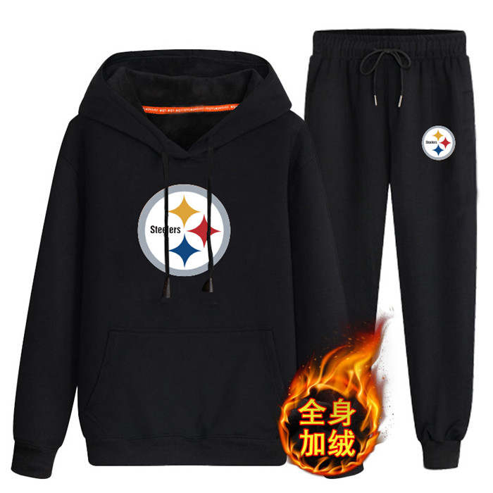 Pittsburgh Steelers Black Plus Velvet Pullover Hoodie & Pant