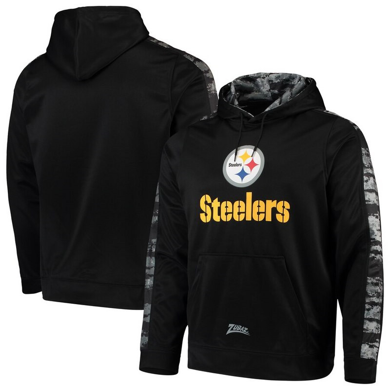 Pittsburgh Steelers Zubaz Tonal Oxide Pullover Hoodie Black