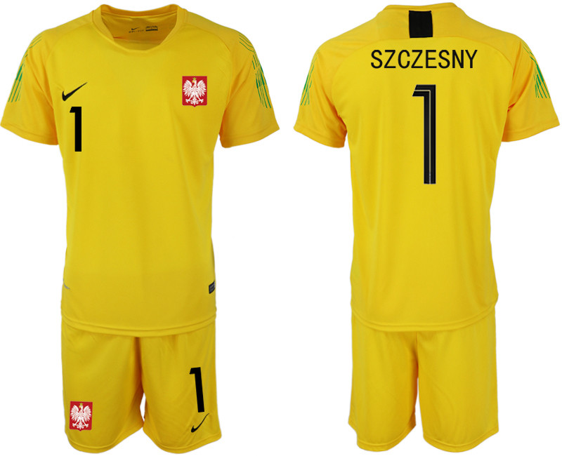 Poland 1 SZCZESNY Yellow 2018 FIFA World Cup Goalkeeper Soccer Jersey