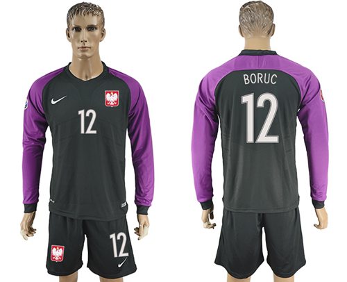 Poland 12 Boruc Black Goalkeeper Long Sleeves Soccer Country Jersey