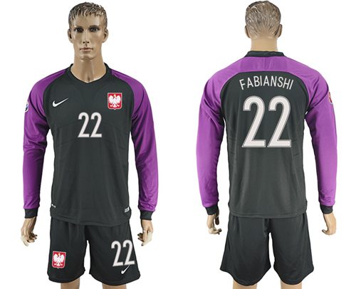 Poland 22 Fabianshi Black Goalkeeper Long Sleeves Soccer Country Jersey