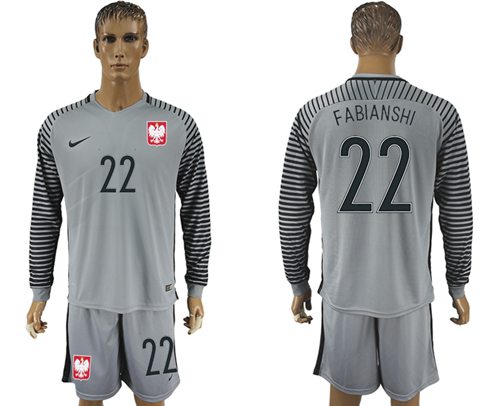 Poland 22 Fabianshi Grey Goalkeeper Long Sleeves Soccer Country Jersey