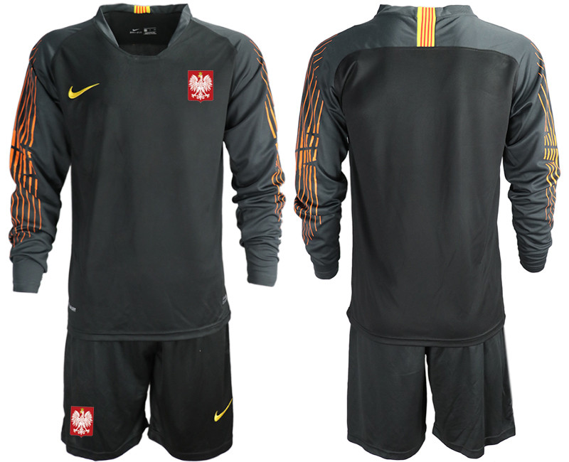 Poland Black 2018 FIFA World Cup Long Sleeve Goalkeeper Soccer Jersey