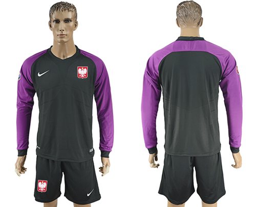 Poland Blank Black Goalkeeper Long Sleeves Soccer Country Jersey