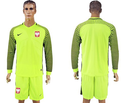 Poland Blank Green Long Sleeves Goalkeeper Soccer Country Jersey