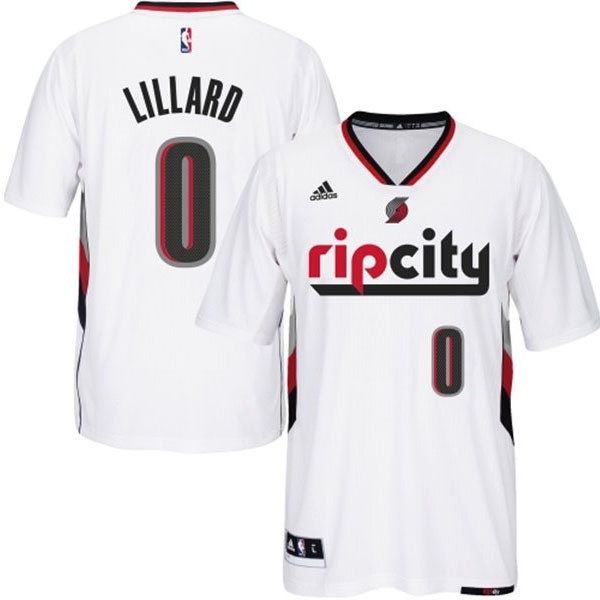 Portland Trail Blazers 0 Damian Lillard 2014 15 Swingman Rip City Pride Jersey With Sleeves