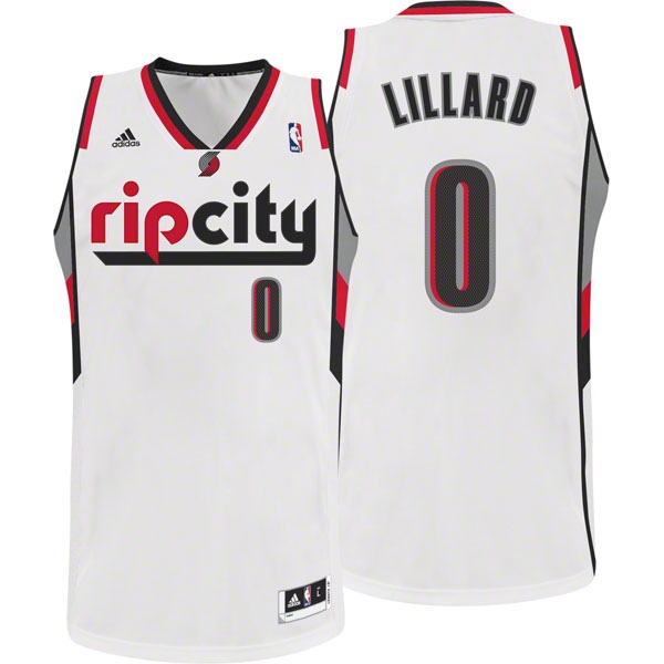 Portland Trail Blazers 0 Damian Lillard Rip City White Swingman Jersey