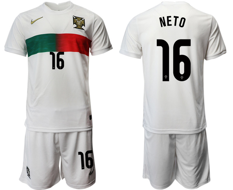 Portugal 16 NETO Away 2022 FIFA World Cup Qatar Soccer Jersey