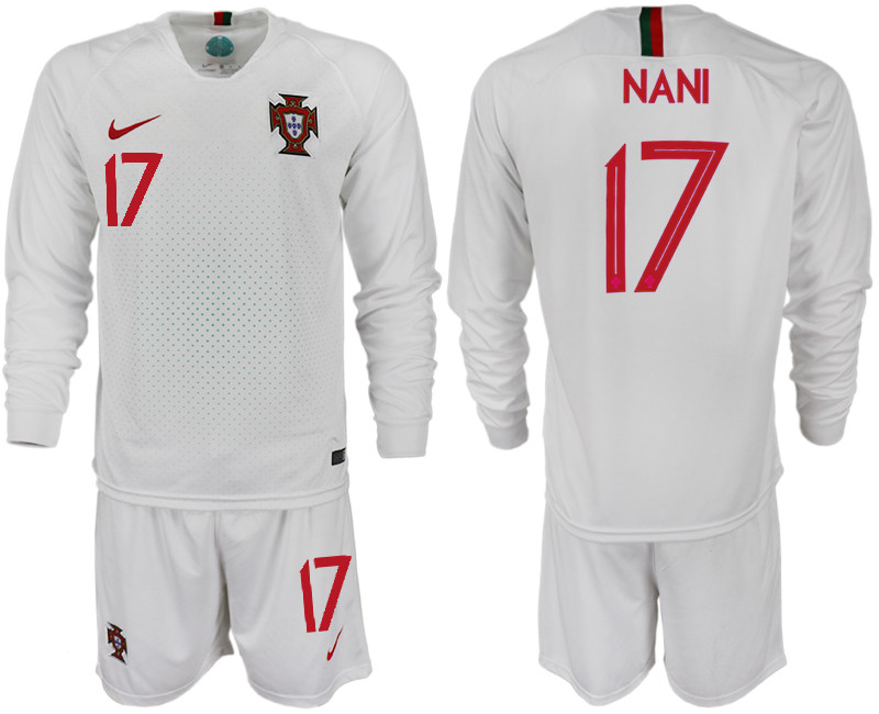 Portugal 17 NANI Away 2018 FIFA World Cup Long Sleeve Soccer Jersey