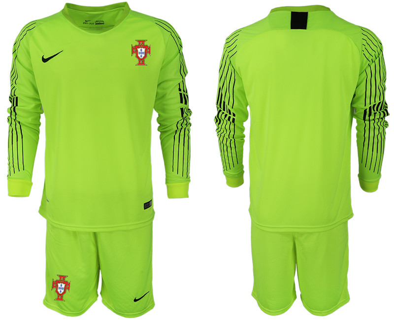 Portugal 2018 FIFA World Cup Fluorescent Green Goalkeeper Long Sleeve Soccer Jersey