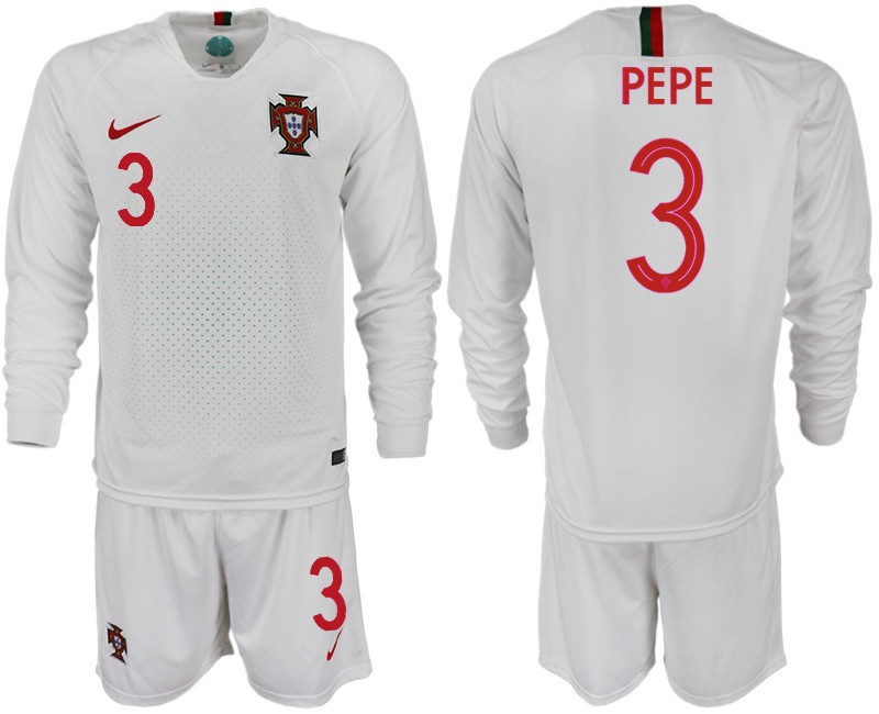 Portugal 3 PEPE Away 2018 FIFA World Cup Long Sleeve Soccer Jersey