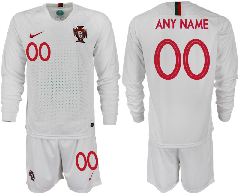 Portugal Away Customized Long sleeve Soccer Jersey