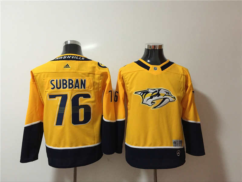 Predators 76 P.K. Subban Yellow Youth  Jersey