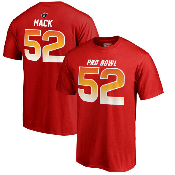 Raiders 52 Khalil Mack AFC NFL Pro Line by Fanatics Branded 2018 Pro Bowl Stack Name & Number T Shirt Red