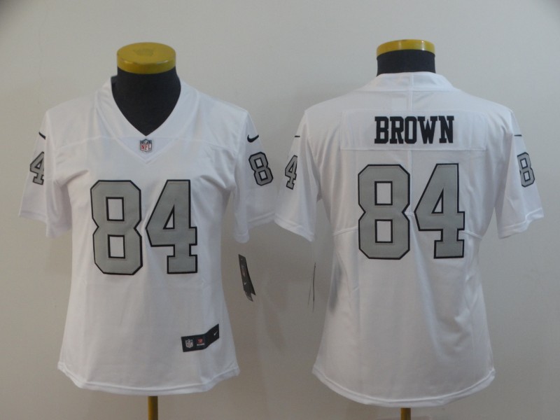 Raiders 84 Antonio Brown White Women Color Rush Limited Jersey