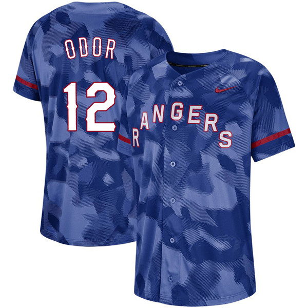 Rangers 12 Rougned Odor Royal Camo Fashion Jersey