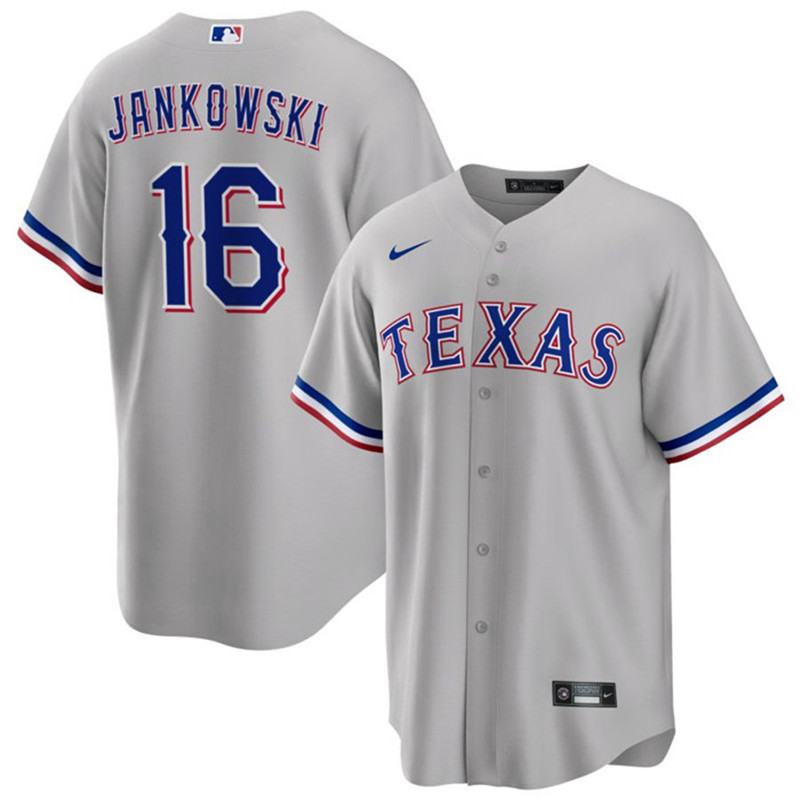 Rangers 16 Travis Jankowski Gray Nike Cool Base Jersey