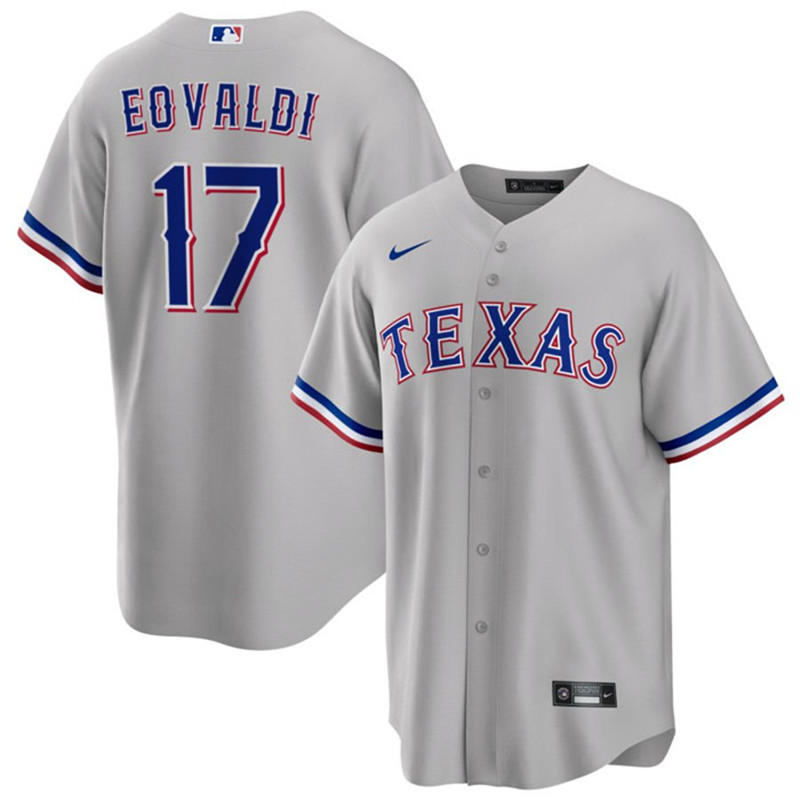 Rangers 17 Nathan Eovaldi Gray Nike Cool Base Jersey