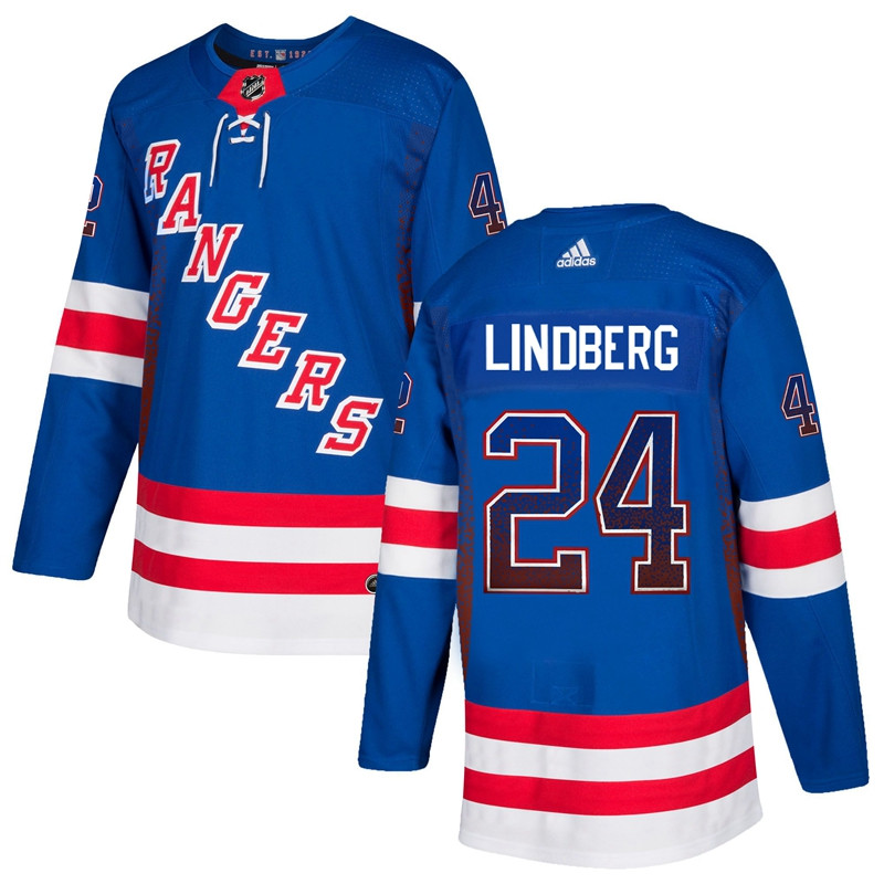 Rangers 24 Oscar Lindberg Blue Drift Fashion  Jersey