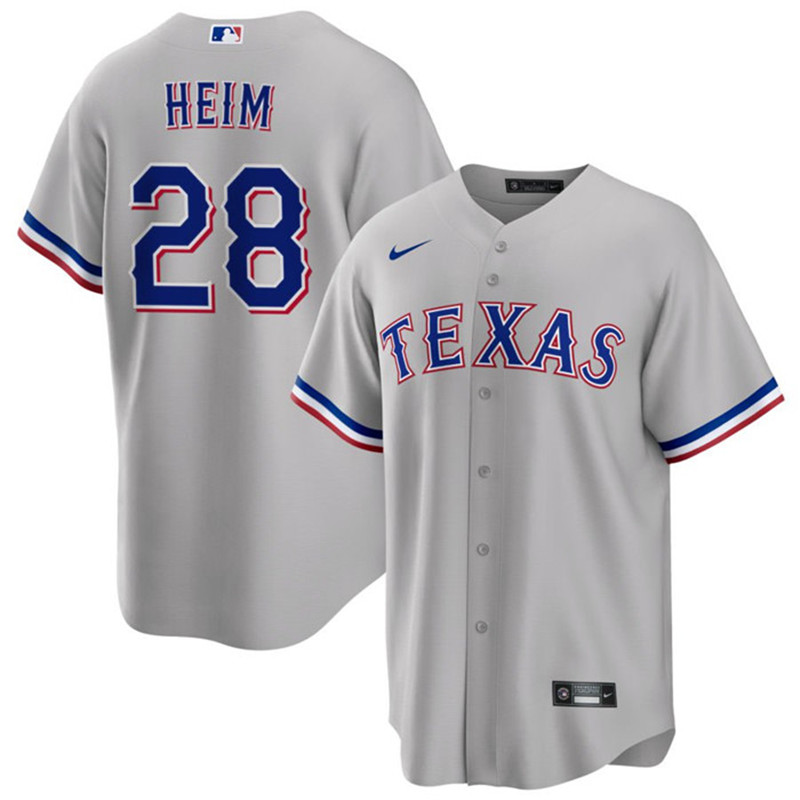 Rangers 28 Jonah Heim Gray Nike Cool Base Jersey