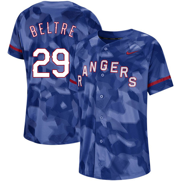 Rangers 29 Adrian Beltre Royal Camo Fashion Jersey