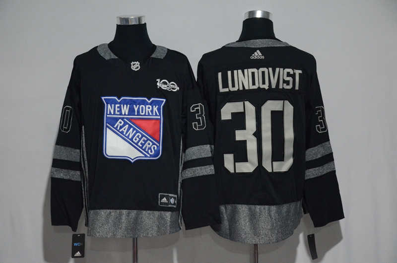 Rangers 30 Henrik Lundqvist Black 100th Anniversary Season Jersey