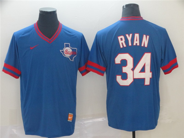 Rangers 34 Nolan Ryan Royal Throwback Jersey