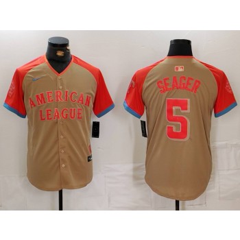 Rangers 5 Seager Cream 2024 All Star Nike Cool Base Men Jersey