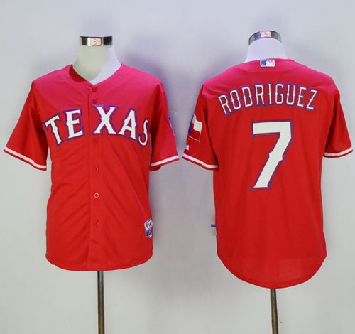 Rangers 7 Ivan Rodriguez Red Cool Base Stitched MLB Jersey