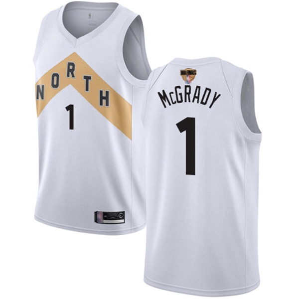 Raptors #1 Tracy Mcgrady White 2019 Finals Bound Basketball Swingman City Edition 2018 19 Jersey