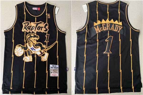 Raptors 1 Tracy McGrady Black 1998 99 Hardwood Classics Mesh Jersey