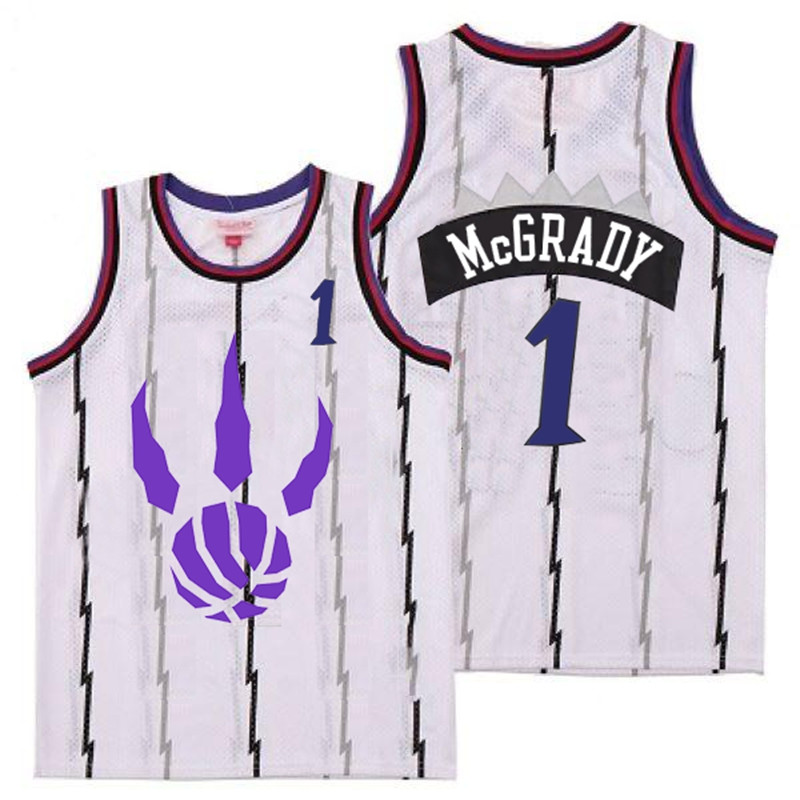 Raptors 1 Tracy McGrady White Logo Retro Jersey