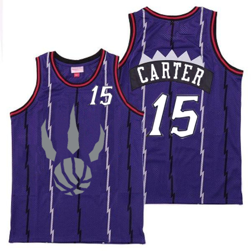 Raptors 15 Vince Carter Purple Gray Logo Retro Jersey