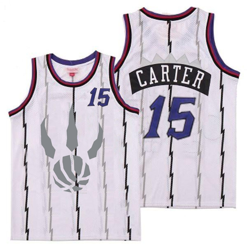 Raptors 15 Vince Carter White Gray Logo Retro Jersey