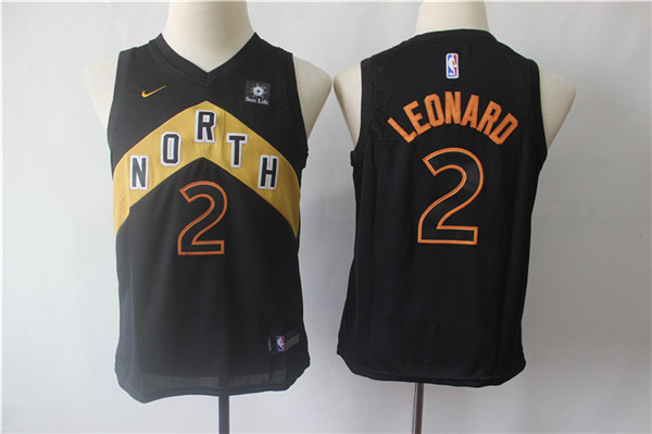 Raptors 2 Kawhi Leonard Black Youth City Edition Nike Swingman Jersey