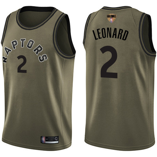 Raptors 2 Kawhi Leonard Green 2019 Finals Bound Basketball Swingman Salute to Service Jersey