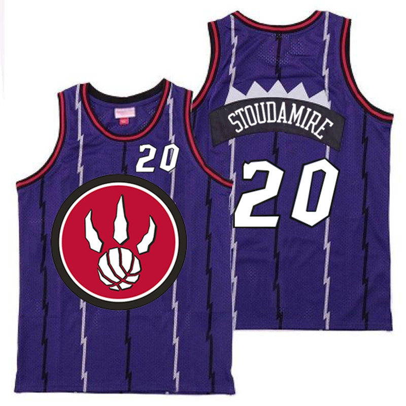 Raptors 20 Damon Stoudamire Purple Red Big Logo Retro Jersey