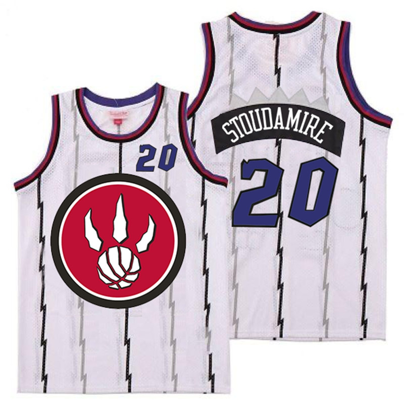 Raptors 20 Damon Stoudamire White Red Big Logo Retro Jersey