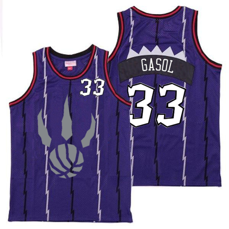 Raptors 33 Marc Gasol Purple Gray Logo Retro Jersey