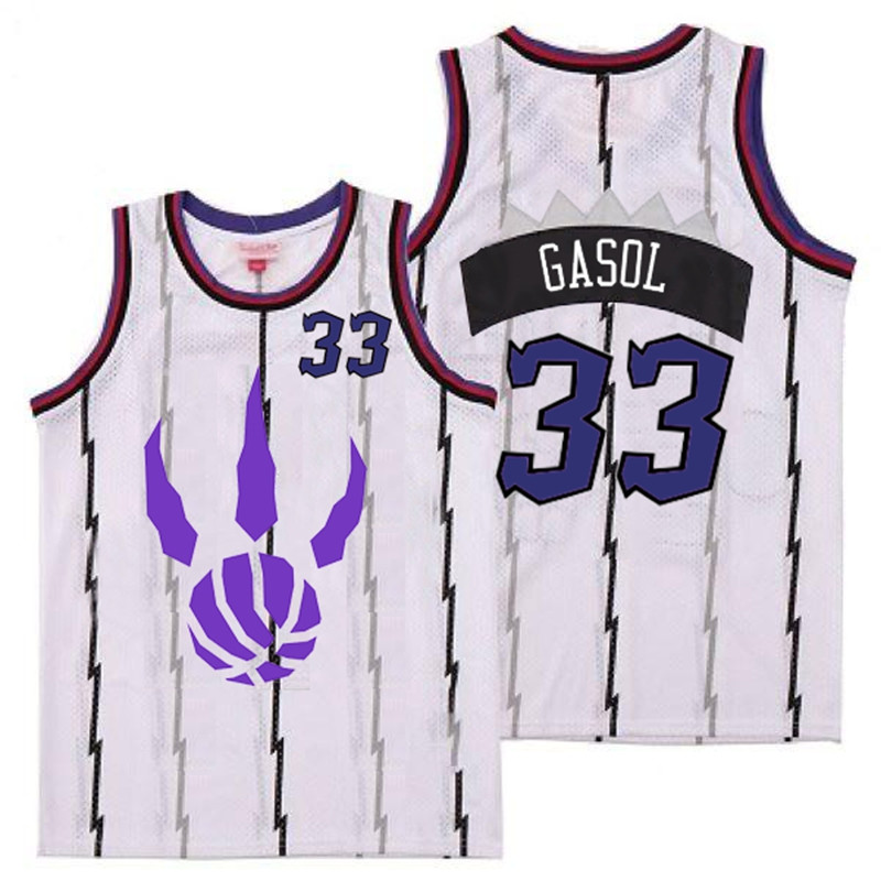 Raptors 33 Marc Gasol White Logo Retro Jersey