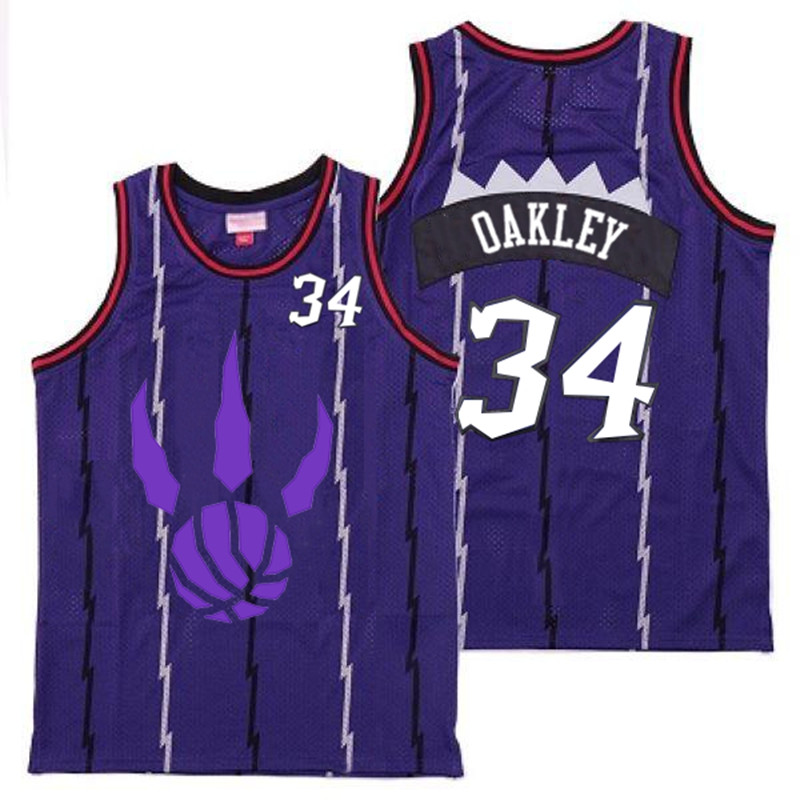 Raptors 34 Charles Oakley Purple Logo Retro Jersey