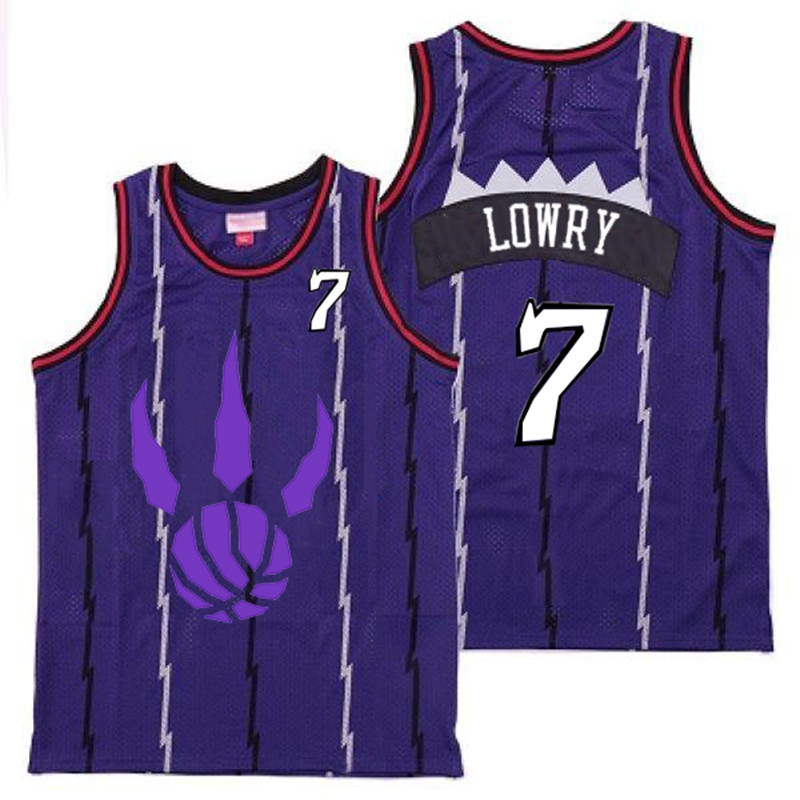 Raptors 7 Kyle Lowry Purple Logo Retro Jersey