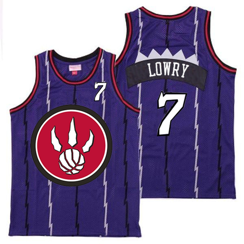 Raptors 7 Kyle Lowry Purple Red Big Logo Retro Jersey